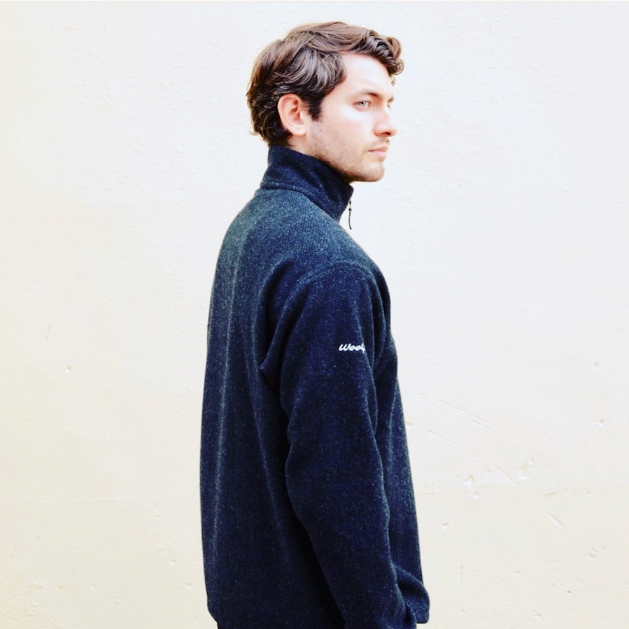 Mens Merino mid layer fleece top in PureFleece® by Woolf. Warmer and breathable, zero plastics or polyester.