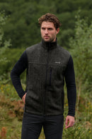 Men’s wool gilet in Moss Green, front view