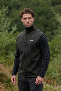 Men’s wool gilet in Moss Green, side view