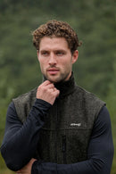 Moss Green men’s wool gilet close up