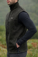 Moss Green men’s wool gilet with 2-way zip 