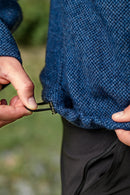 Men’s merino wool quarter zip fleece in River Blue cinch cord