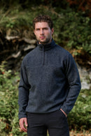 Men’s merino wool quarter zip fleece in  Slate Grey