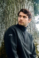 Men’s merino wool quarter zip fleece in moss green