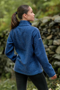 Women’s Merino wool fleece jacket in River Blue rear