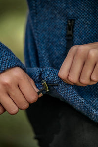 Women’s Merino wool fleece jacket in River Blue cinch cord