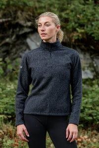 Women’s merino wool quarter zip fleece in Slate Grey
