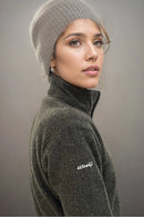 Women’s Merino wool fleece jacket in Moss green