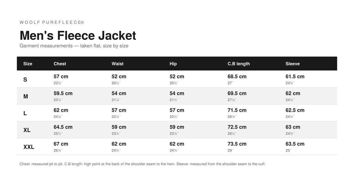 Garment measurements