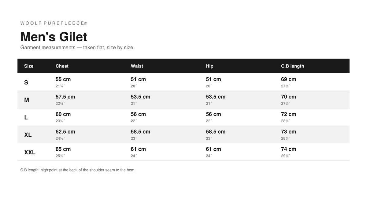 Garment measurements