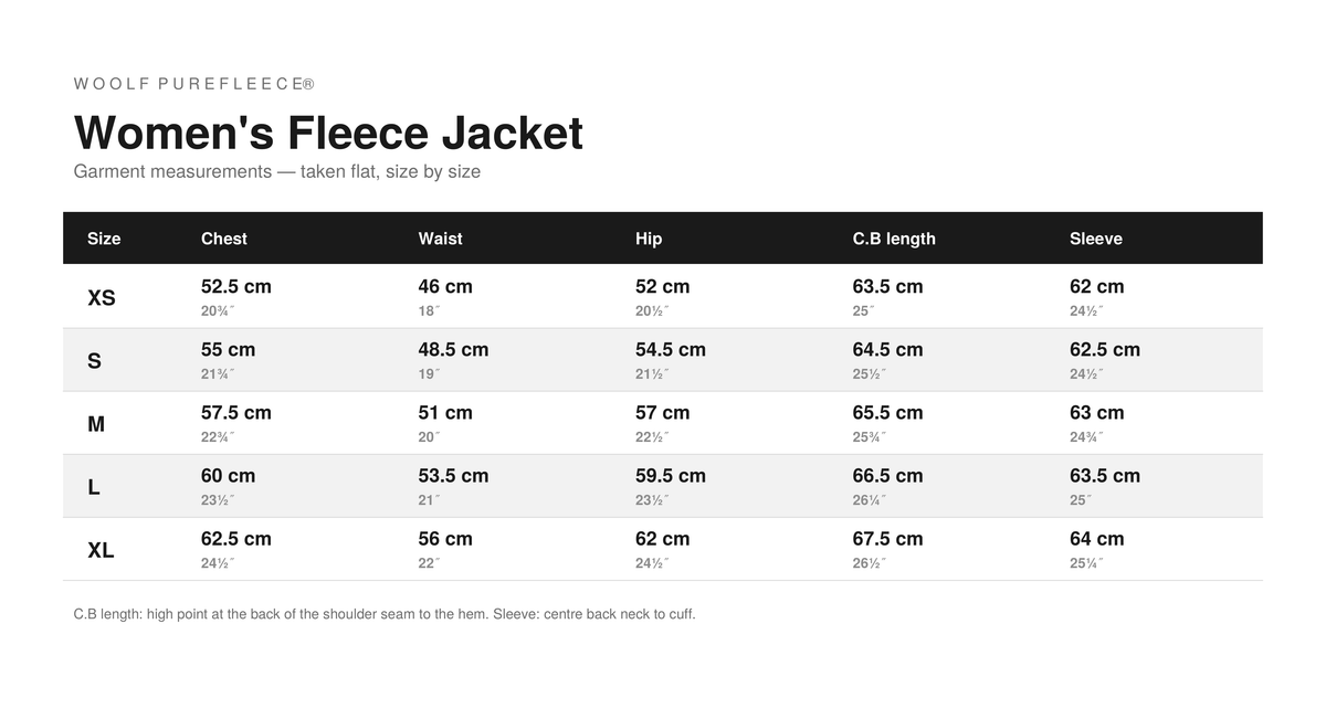 Garment measurements