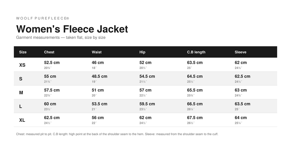 Garment measurements