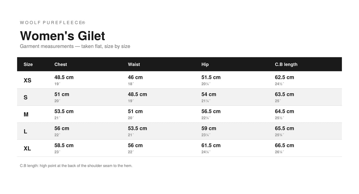 Garment measurements