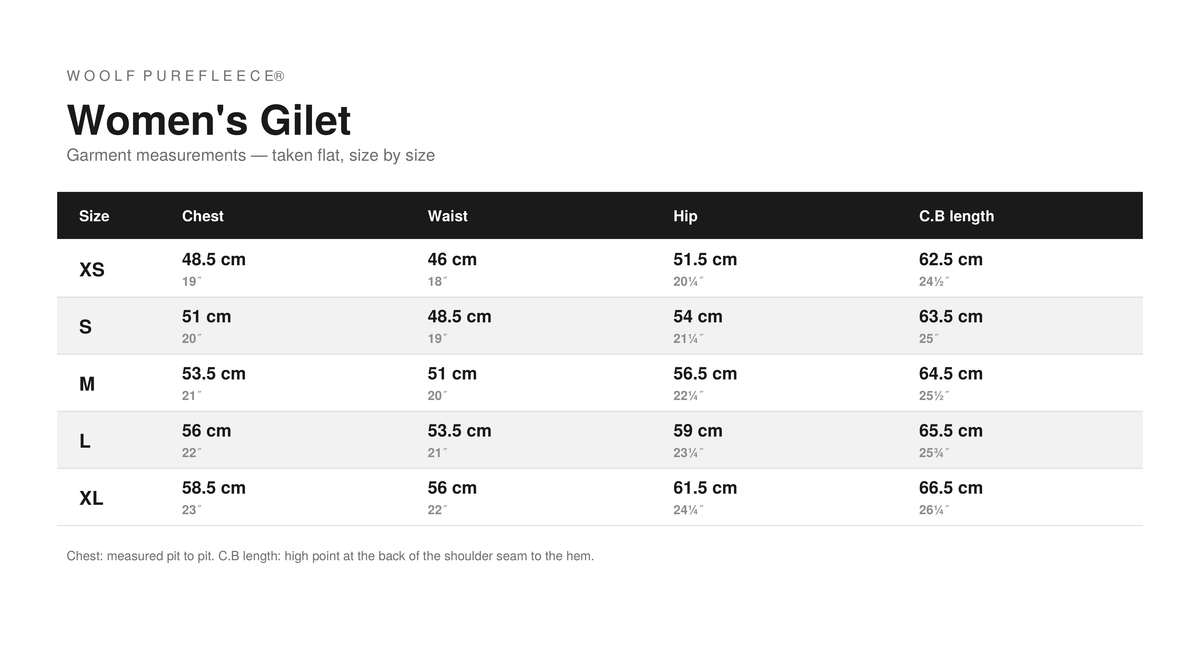 Garment measurements